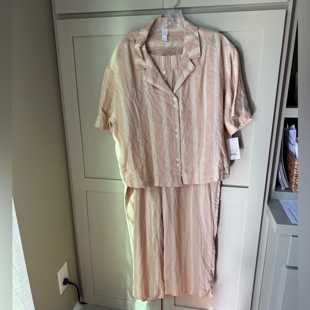 NWT Stars Above Matching Striped Top & Wide Cropped Pants (SZ L Top, XL Pants) - Picture 1 of 16